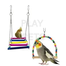 KIT 2 Balanços Coloridos (Missanga + Corrente) para Calopsita, Passáros