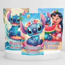 Saquinhos Metalizado 10x15 ou 12x19 Com Zip Lembrancinhas Stand Up Pouch zip Hérmetico Stitch e outros Temas