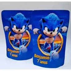 Saquinhos Metalizado 10x15 ou 12x19 Com Zip Lembrancinhas Stand Up Pouch zip Hérmetico Sonic e outros Temas