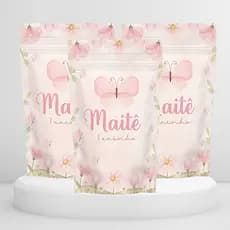 Saquinhos Para Lembrancinha Metalizado 10x15ou12x19 Com Zip Lembrancinhas Stand Up Pouch zip Hérmetico Jardim Borboleta