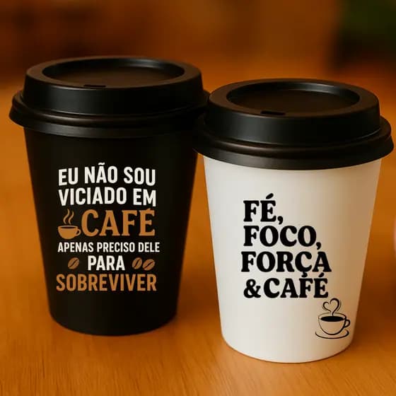 Mini Copo 200ml C/Tampa Bucks Personalizado em DTF - Mimo de Aniversário, Natal, Lembrancinha Personalizada