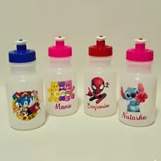 GARRAFA SQUEEZE 300ML TAMPA COLORIDA PERSONALIZADA EM DTF | GARRAFA ESCOLAR | LEMBRANCINHA INFANTIL |