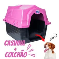 Casinha Plástica Grande para Cachorro Modelo N5 com Colchão Confortável
