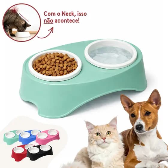 Bebedouro E Comedouro Para Cães E Gatos Duplo Elevado - Comedor