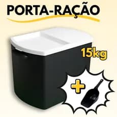 Container Porta Ração Canister Plástico Com Tampa + Pá Dosadora 15 Kg Preto