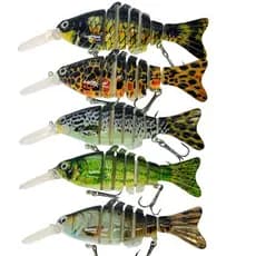 5 Iscas Artificiais Articulada FSSPESCA 7 Sessões 9cm 16g