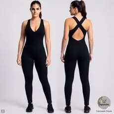 Macacão / Macaquinho Longo Feminino Fitness Canelado Premium Academia Sem Bojo Zero Transparencia, Modela Bem O Corpo