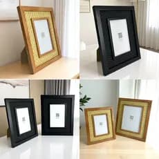 Porta Retrato 10x15 Paspatur Trançado MDF e Vidro Marrom E Preto Tokyo