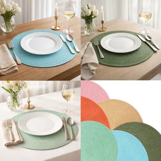 Conjunto Jogo Americano Redondo Mesa Posta Decoração Elegante Sousplat