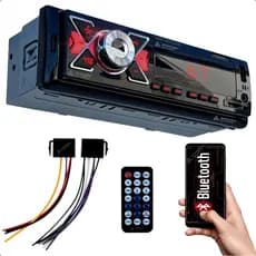 Som automotivo MP3 Radio FM bluetooth toca musica pen drive SD painel luz de LED