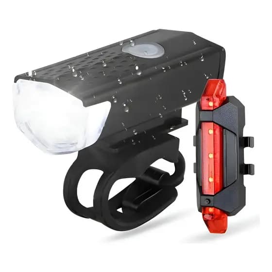 Farol Bike frontal Recarregável lanterna Led Ultra À Prova D'água Preto Luz traseira
