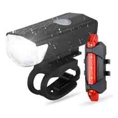 Farol Bike frontal Recarregável lanterna Led Ultra À Prova D'água Preto Luz traseira