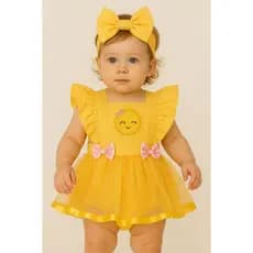 Jardineira Romper Body Bebe Sol Solzinho Mesversário Aniversário Fantasia Moda Infantil fantasia