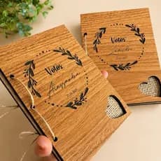 Par de Caderno de Votos Rústico Casamento 18cm Personalizado