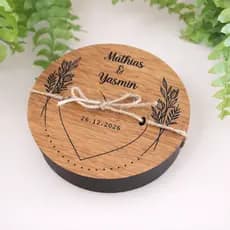 Porta Aliança Rústico Chic 12cm em Madeira MDF - Casamento Boho