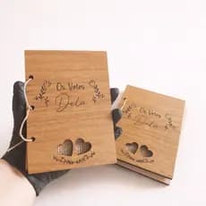 Caderno de Votos Rústico 16cm Textura de Madeira