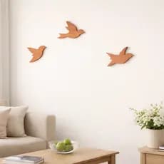 Passarinhos Decorativos para parede feitos de Madeira Cedro Rosa Autocolante