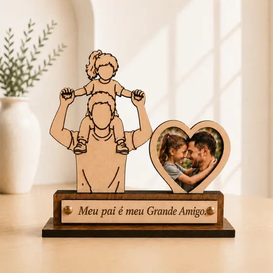 Porta Retrato Dia dos Pais Personalizado com Foto | Presente para Pai em MDF 20,5 cm