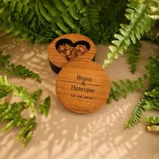Porta Alianças Rústico Madeira MDF Personalizado Noivado Casamento Boho