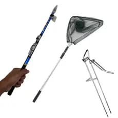 Kit Pesca Vara Telescópica Carbono 180cm Passagua Retrátil Alumínio Suporte De Ferro