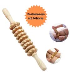 Rolo Bastão Massageador de Madeira P/ Tratamento de Celulite Relaxante Modelador Terapia Corporal