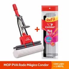 KIT MOP PVA + REFIL Rodo Mágico com Cabo Condor Original Completo Lava e Seca Todos os Pisos