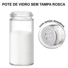 Pote de Vidro Sem Tampa Rosca Para Condimentos Frasco Porta Tempero Cozinha