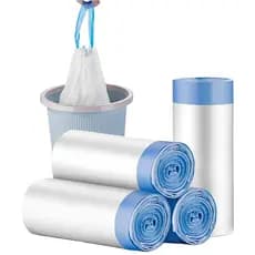 Kit 5 Rolo Saco De Lixo Com Fechamento Cordão Alça p/ Penico Lixeira