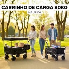 Carrinho De Carga Dobrável Nautika Aço Suporta até 80kg Praia Camping Feira Mercado  - Wagon Montclair