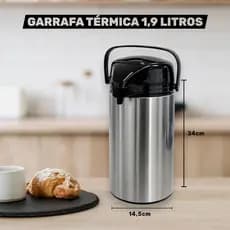 Garrafa Térmica Café Inox 1,9 Litros Chá Leite Água - Sortida
