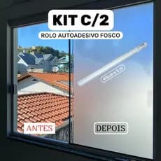 KIT 2 Rolos Adesivo Fosco para Janela Privacidade Protetor Transparente 45cm x 5m Rolo Adesivo