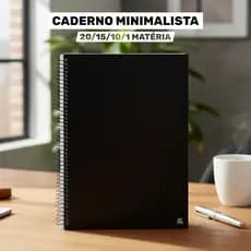 Caderno Capa Dura Preta Minimalista Básico Espiral Escolar Universitário Curso Unissex
