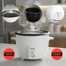 Panela Elétrica de Arroz  com Tampa de Vidro 1,3L 220V/127V Aquecimento Automático - Branca