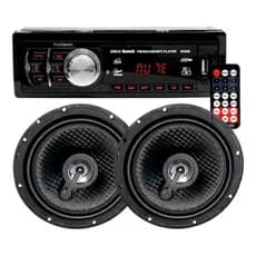 Kit Radio Mp3 Player Automotivo Sd Bluetooth Pendrive Usb Fm + Par Alto Falantes 6 Polegadas Extreme 110 Watts