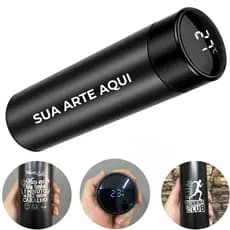 kit 10 Garrafa 500ml LED Personalizada nome logo time Inox Inteligente Medidor d Temperatura Digital