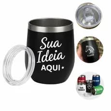 kit 20 Copos Térmico Cuia Personalizado 360ml Aço Inox tampa anti vazamento Nome Logo time empresa