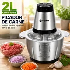 2 Litro Triturador De Alimentos Carne e Legumes Multiprocessador Elétrico 2 Modos Fácil De Limpar