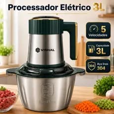 3 Litros Processador de Alimentos 5 Velocidades 110V/220V - Picador Triturador de Carne Mixer Elétrico Cozinha