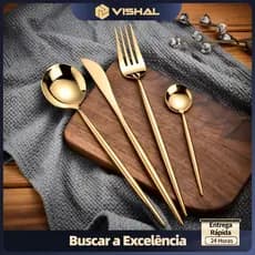24 peças Jogo Talheres Inox  Slim faqueiro Em Aço para cozinha utensílios domésticos
