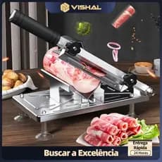 Fatiador Cortador Manual Aço Inox De Cortar Fatiar Carne Congelada Frios Legumes Lâmina Afiada