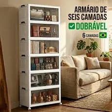 caixa organizadora armario armazenamento dobrável empilhavel com porta rodinhas multiuso 6/5 portas