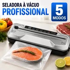 Máquina Seladora a Vácuo para Uso Seco e Úmido, 5 Modos, Inclui Cortador, Sucção Externa e Kit Completo