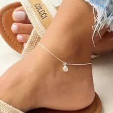 Tornozeleira ponto de luz folheado a prata 925 e ouro 18k