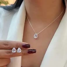 Kit Conjunto Gota Colar e Brinco Cordão  Folheado a prata925 e ouro18k
