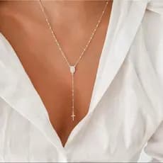 Colar Terço Nossa senhora banhado a Ouro 18k
