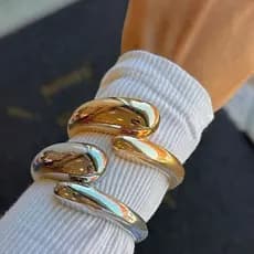 Bracelete Pulseira Gota Duplo Moda Luxo Duo Dourado Prata