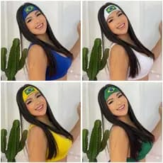 Faixa de Cabelo Copa do Mundo Verde Amarelo Azul Kit Copa