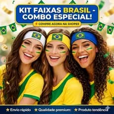 Faixa de Cabelo Bandeira do Brasil Verde Amarelo Azul e Branco Kit Copa