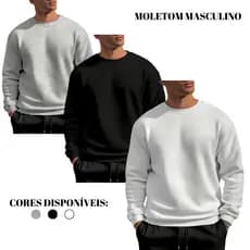 Moletom Premium Masculino Sem Capuz Liso Sem Estampa Blusa De Frio Casaco Flanelado Cores