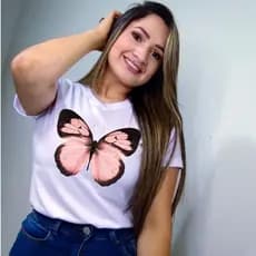 Blusa T-shirt Feminina Baby Look Branca Estampada